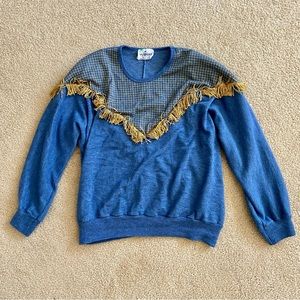 beautiful vintage blue and gold 80s marching band sweater